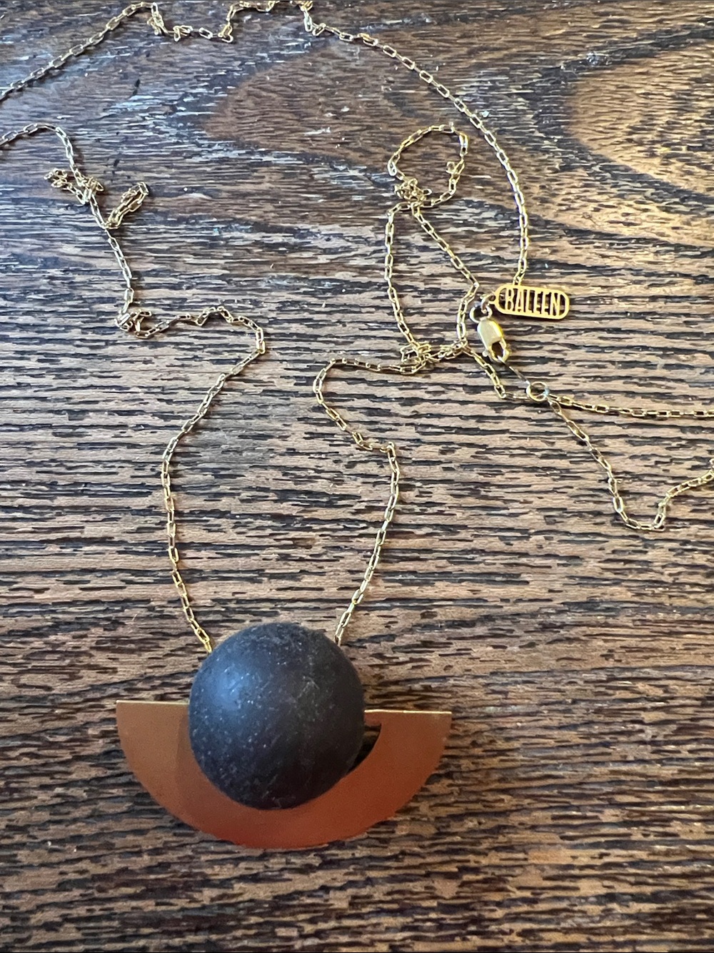 14k gold plated Baleen ball necklace
